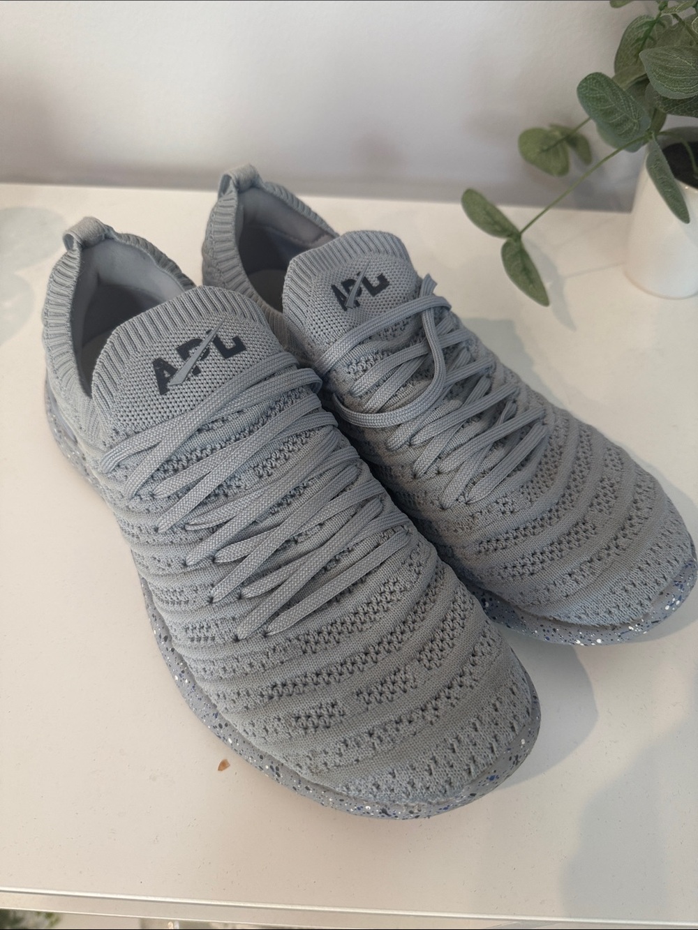 APL Women's TechLoom Knit Sneakers in Light Gray
